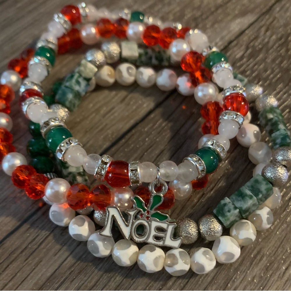 Festive Multicolor Beaded Bracelet Set